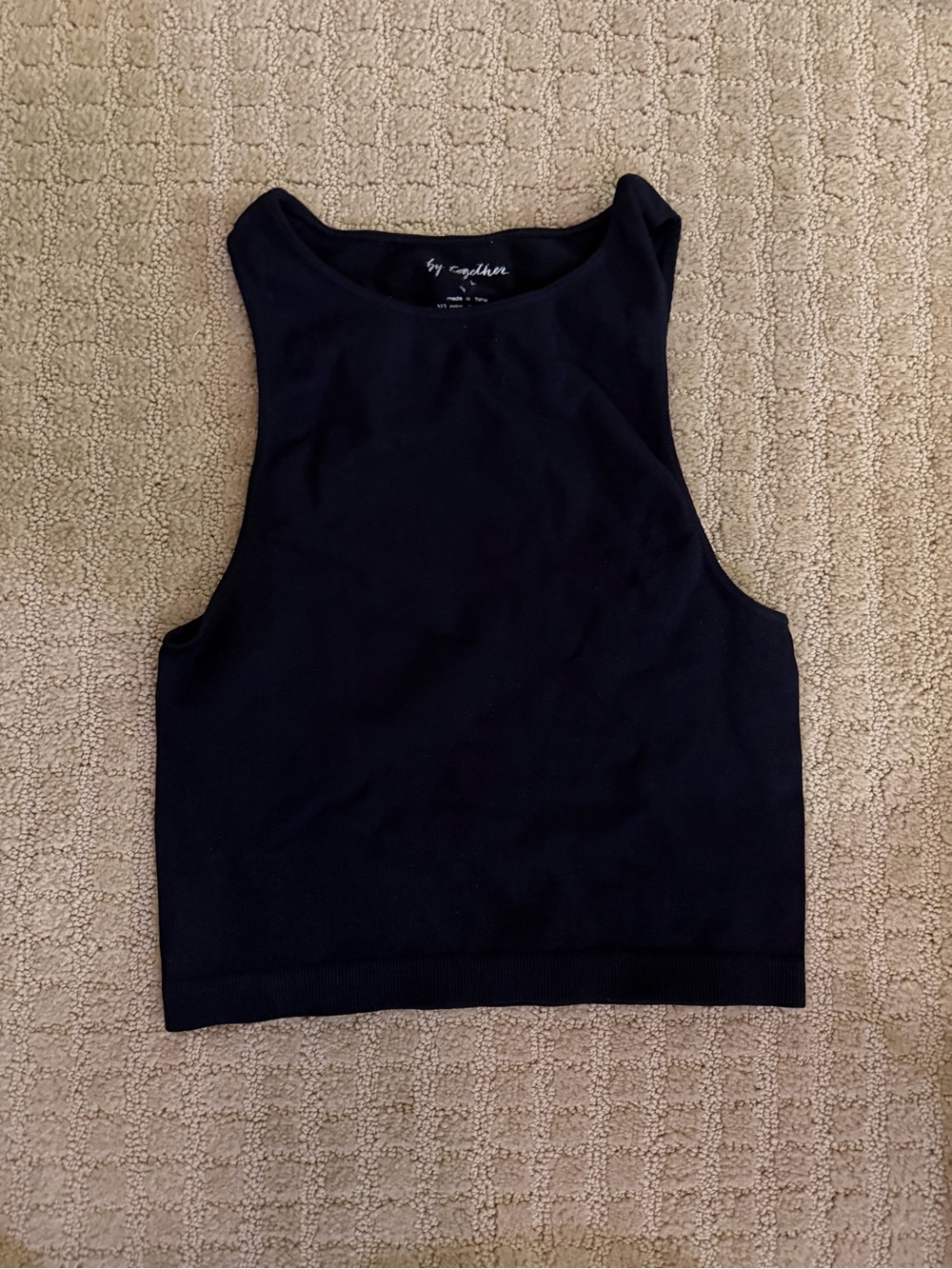 Black Sleeveless Ribbed Crop Tank Top